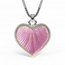 Halskjede med rosa hjerte i sølv thumbnail