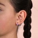 Øreheng i sølv - Små lilla hjerter thumbnail