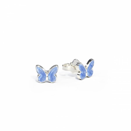 Pia & Per Ørestikk i sølv - Små lyseblå sommerfugler