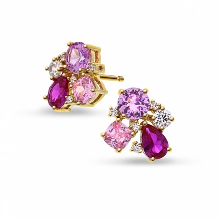 GLAM øredobber med rosa toner Forgylt 