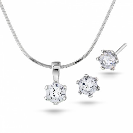 Smykkesett i sølv med zirkona Rhodinert 