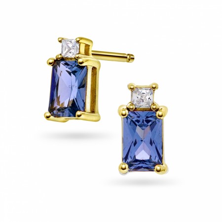 Øredobber i sølv med zirkonia, blå 