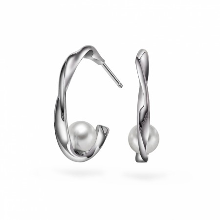 Capri øredobber i sølv med perle Rhodinert