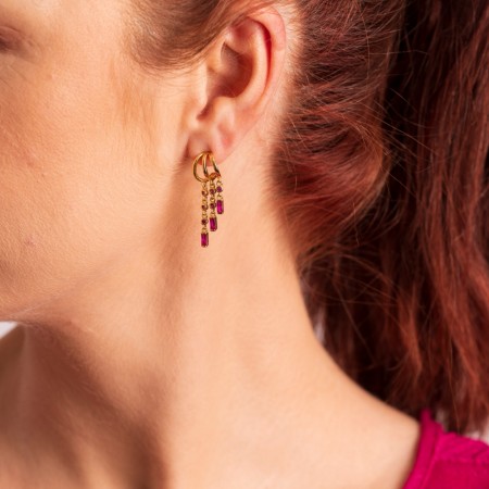 Rio Radiance øredobber i sølv med rosa zirkoner, Forgylt