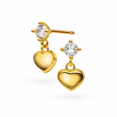 Hjerte-øreheng i forgylt sølv med zirkonia