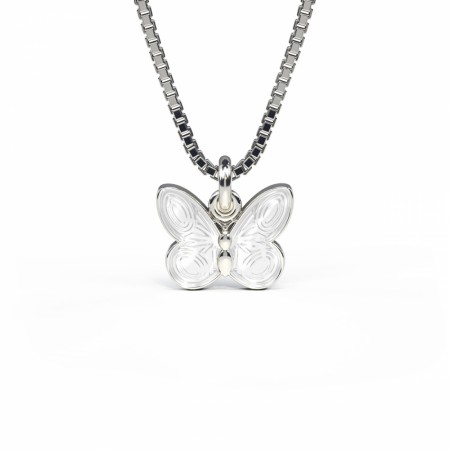 Halskjede i sølv- Hvit sommerfugl