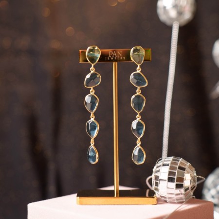 Mirage øredobber med blå stener Forgylt